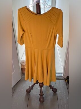 Unique Vintage Mustard Skater Dress